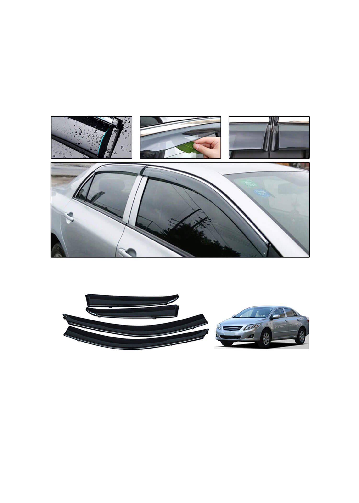 Toyota Corolla Air Press Door Visor Chrome Heavy (2009-2013)